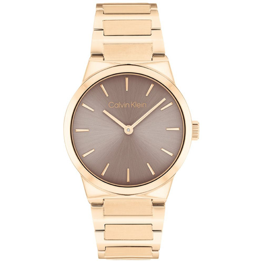 CALVIN KLEIN 25100078 Watch - Elegant Brown Leather Strap Stylish Minimalist Design Water Resistant Classic Timepiece