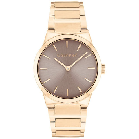 CALVIN KLEIN 25100078 Watch - Elegant Brown Leather Strap Stylish Minimalist Design Water Resistant Classic Timepiece