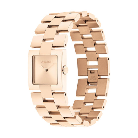 CALVIN KLEIN 25100090 Elegant Meridian Watch Pink Gold Stainless Steel Water Resistant 5-Year Warranty