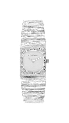 CALVIN KLEIN 25100177 Sophisticated Square Silver Watch 5-Year Warranty Elegant Design Water Resistant Stylish Timepiece