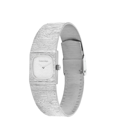 CALVIN KLEIN 25100177 Sophisticated Square Silver Watch 5-Year Warranty Elegant Design Water Resistant Stylish Timepiece