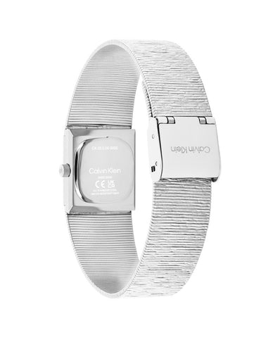 CALVIN KLEIN 25100177 Sophisticated Square Silver Watch 5-Year Warranty Elegant Design Water Resistant Stylish Timepiece
