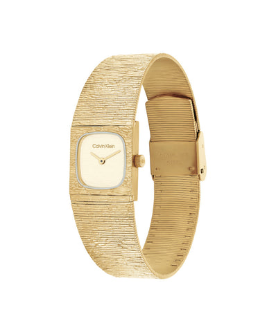 CALVIN KLEIN 25100178 Sophisticated Square Gold Elegant Design 5-Year Warranty Water Resistant Stylish Timepiece