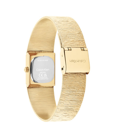 CALVIN KLEIN 25100178 Sophisticated Square Gold Elegant Design 5-Year Warranty Water Resistant Stylish Timepiece