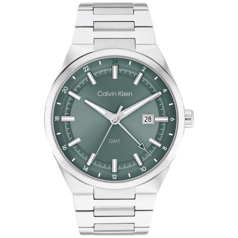 CALVIN KLEIN 25200492 Distinguish Men's Watch Green Stainless Steel Water Resistant Modern Design