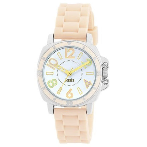 25L1362BE Stylish Women's Watch Silicone Strap Soft Beige Color Water Resistant Elegant Design