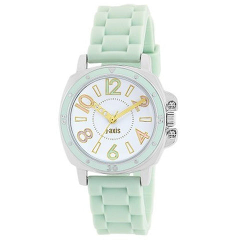25L1362GR Stylish Ladies Watch Silicone Strap Soft Green Color Water Resistant Lightweight Elegant Design