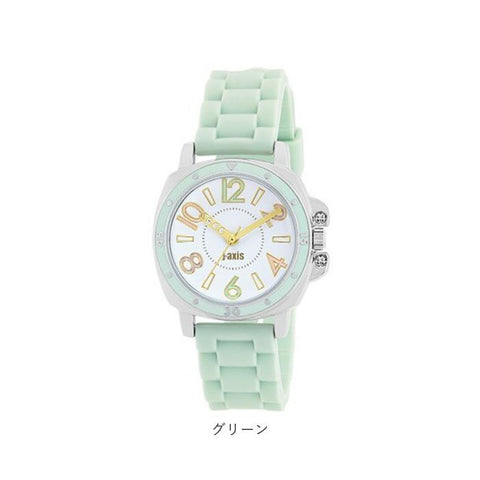 25L1362GR Stylish Ladies Watch Silicone Strap Soft Green Color Water Resistant Lightweight Elegant Design