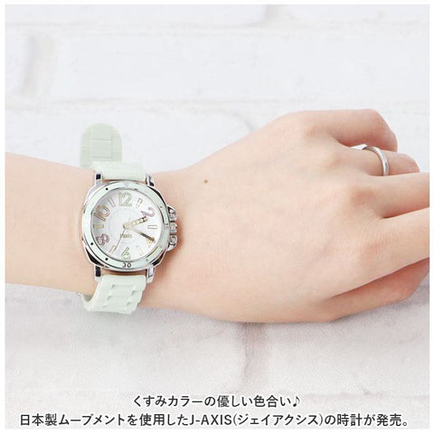 25L1362GR Stylish Ladies Watch Silicone Strap Soft Green Color Water Resistant Lightweight Elegant Design