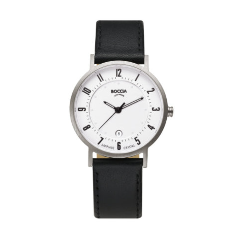 329601 BOCCIA TITANIUM QT Men's Watch - Lightweight Titanium Case - Elegant Leather Strap - Water Resistant - Quartz