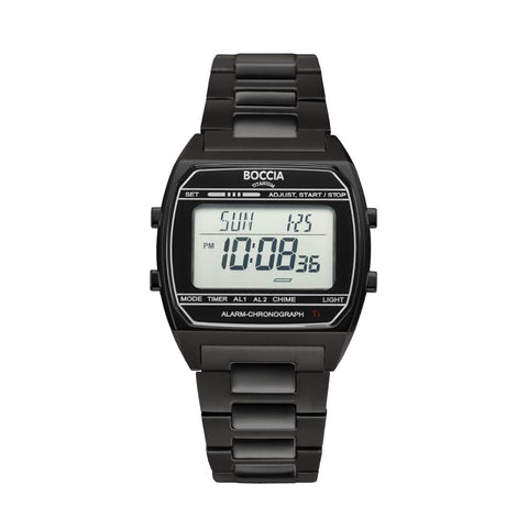 3738-07 7 Basic Digital Collection Full Titanium Band Quartz Watch Water Resistant Lightweight Elegant Design