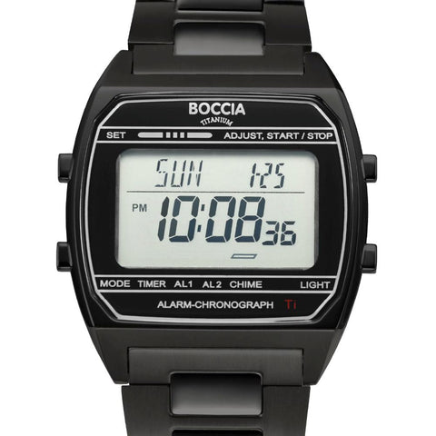 3738-07 7 Basic Digital Collection Full Titanium Band Quartz Watch Water Resistant Lightweight Elegant Design