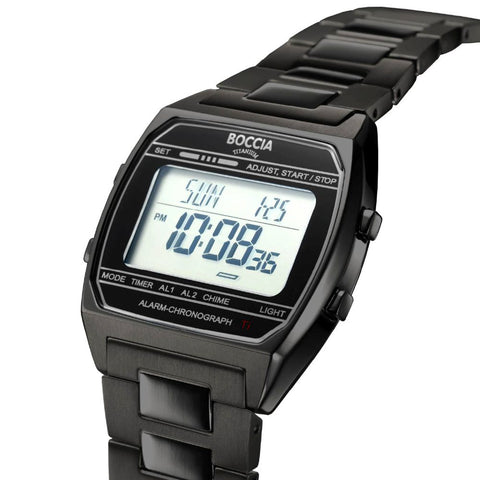 3738-07 7 Basic Digital Collection Full Titanium Band Quartz Watch Water Resistant Lightweight Elegant Design