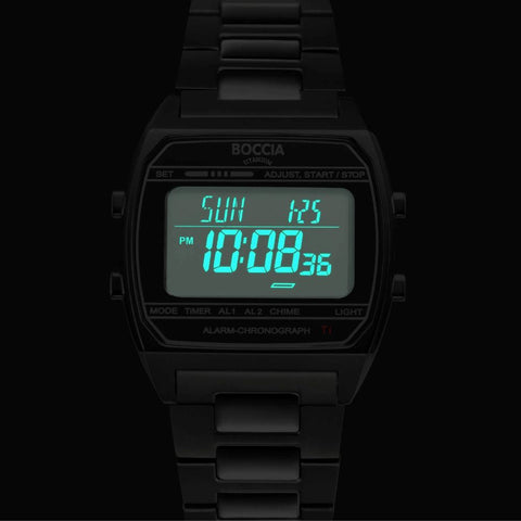 3738-07 7 Basic Digital Collection Full Titanium Band Quartz Watch Water Resistant Lightweight Elegant Design