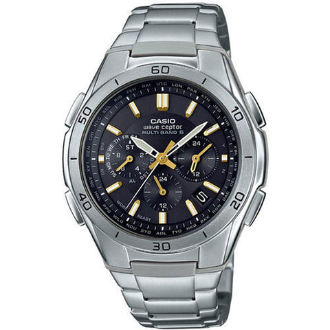 Casio Men's Wave Ceptor Solar Radio Watch Multi Band 6 Chronograph Metal Band WVQ-M410DE-1A3JF