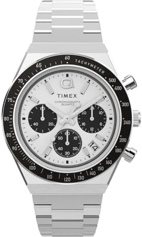 TIMEX TW2W53300 Watch - TIMEX Q Diver Inspired Chrono - 1-Year Warranty, Stylish White Design [Genuine Product]