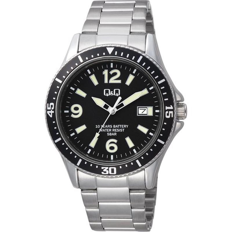 CITIZEN A24A-001PK Watch - Q&Q Nan Analog Watch with 10-Year Battery Life, Waterproof, Date Feature, Metal Band