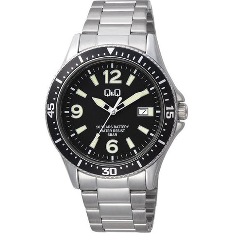 CITIZEN A24A-001PK Watch - Q&Q Nan Analog Watch with 10-Year Battery Life, Waterproof, Date Feature, Metal Band