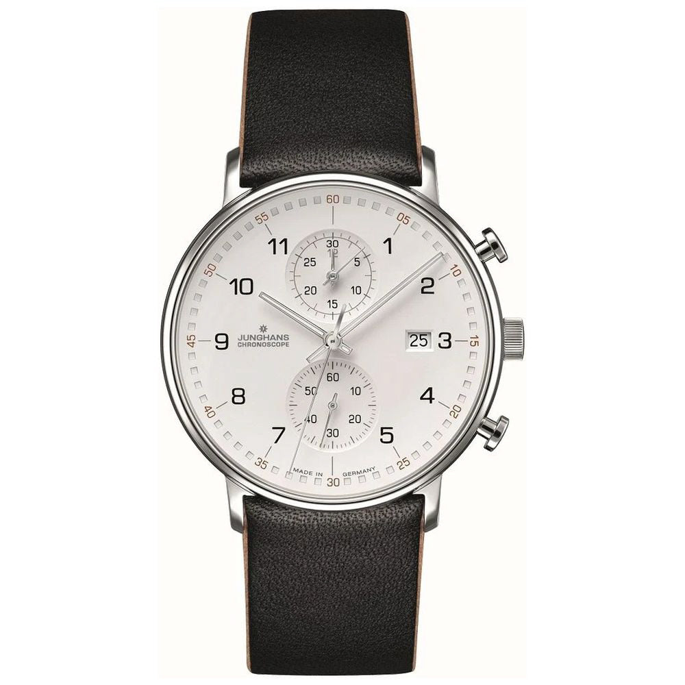 JUNGHANS 041/4771.00 Watch - FORM C Chronograph Quartz Black Leather Stylish Design Precision Timekeeping