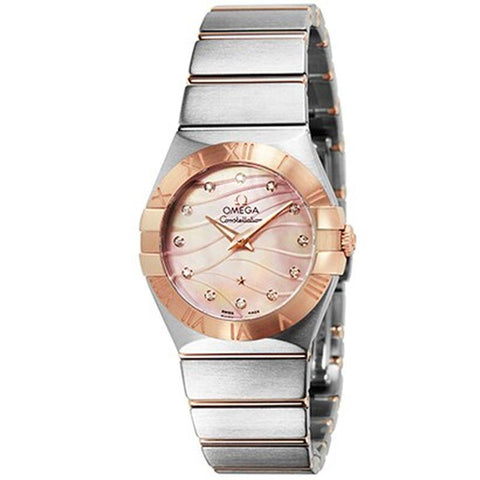 Omega Constellation Quartz Ladies' Watch with Metal Bracelet, Parallel Import, 5-Year Warranty, Model Number: 123.20.27.60.57.002