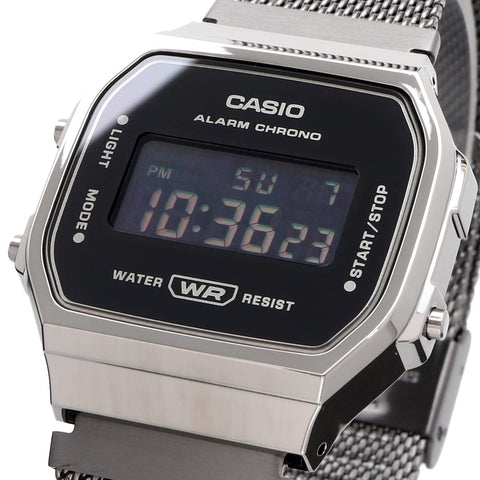 CASIO Standard A168WEMB-1BDF Digital Quartz Octagonal Mesh Metal Band Watch