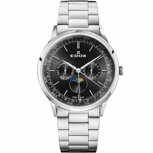 EDOX 40101-3M-NIN Watch - Les Vauberts 2-Year Warranty Black [Parallel Import]