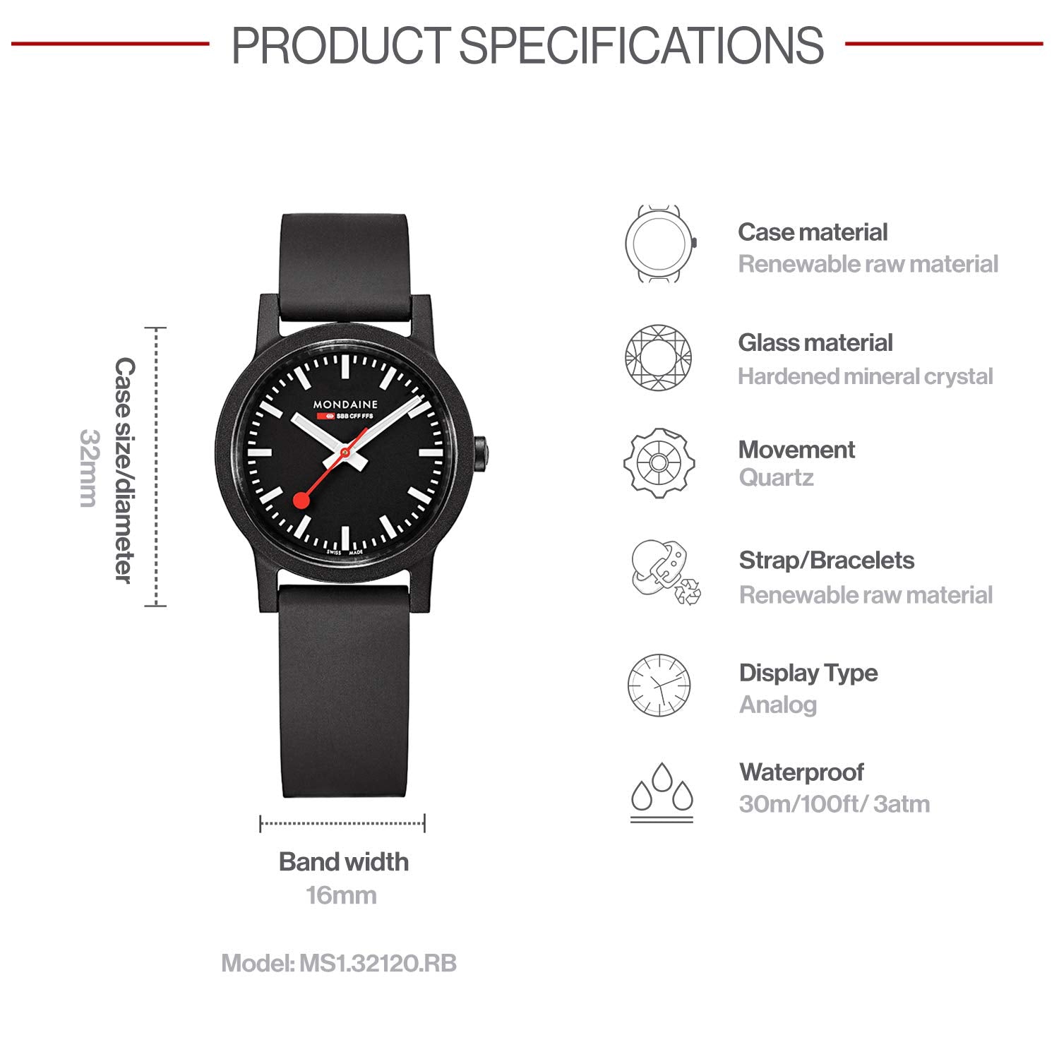 MONDAINE MS1.32120.RB WATCH