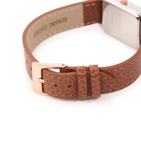 GRANDEUR ESL073T5 Women's Square Quartz Leather Watch