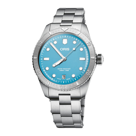 ORIS 7337771405581918 Watch - Diver65 Cotton Candy Blue Stainless Steel Bracelet Water Resistant Automatic Movement