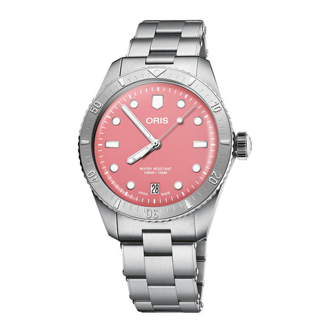 ORIS 7337771405881918 Diver65 Cotton Candy Pink Stainless Steel Bracelet Water Resistant Automatic Movement