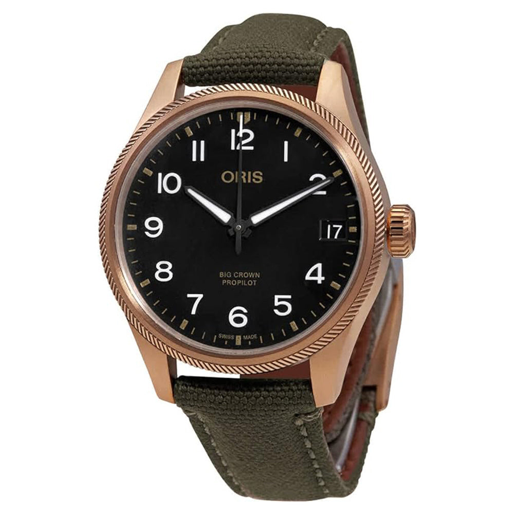 ORIS 75177613164-BRLC Watch - Big Crown Bronze Green Leather Strap Automatic Swiss Movement Water Resistant