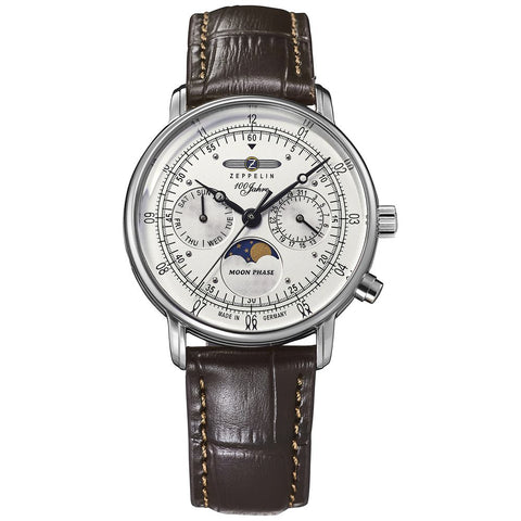 76351 100th Anniversary Series 36mm Moon Phase Silver 2-Year Warranty Elegant Design Authentic Timepiece