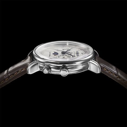 76351 100th Anniversary Series 36mm Moon Phase Silver 2-Year Warranty Elegant Design Authentic Timepiece