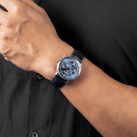 76353 100th Anniversary Series 36mm Moon Phase Navy 2-Year Warranty Japanese Movement Authentic