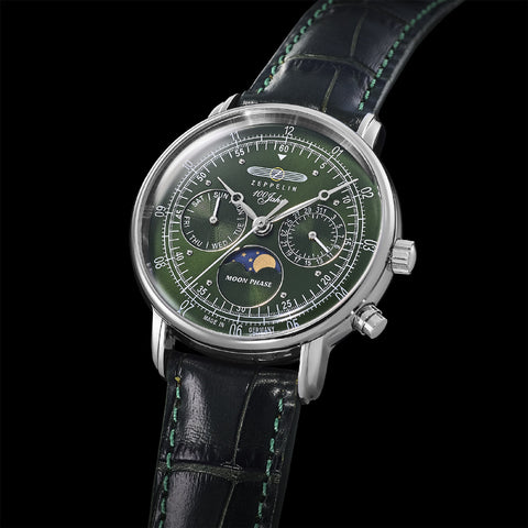 76354 100 Years Anniversary Series 36mm Moon Phase Green 2-Year Warranty Authentic Timepiece