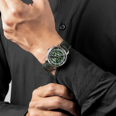 76354 100 Years Anniversary Series 36mm Moon Phase Green 2-Year Warranty Authentic Timepiece