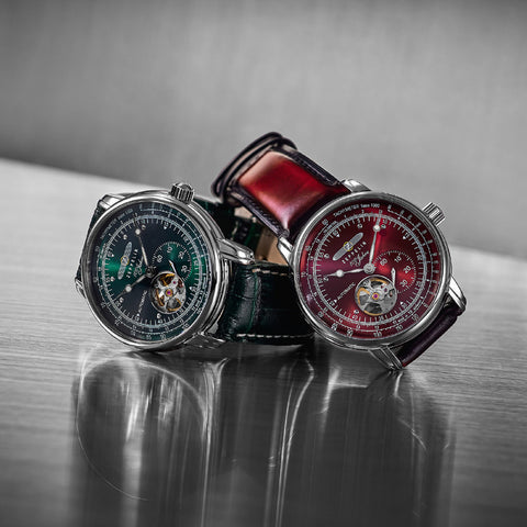 76626SET 100th Anniversary Series Open Heart 2-Year Warranty Green Automatic Movement Elegant Design