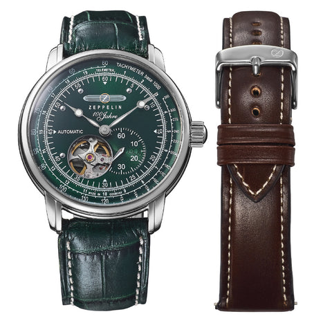76626SET 100th Anniversary Series Open Heart 2-Year Warranty Green Automatic Movement Elegant Design