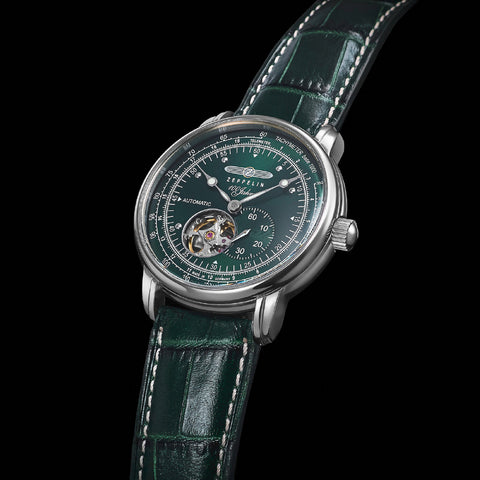 76626SET 100th Anniversary Series Open Heart 2-Year Warranty Green Automatic Movement Elegant Design