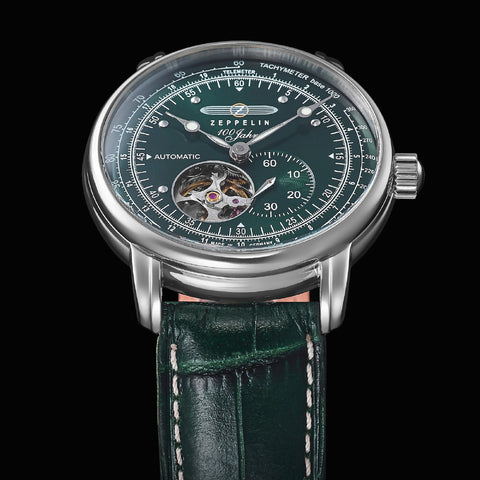 76626SET 100th Anniversary Series Open Heart 2-Year Warranty Green Automatic Movement Elegant Design