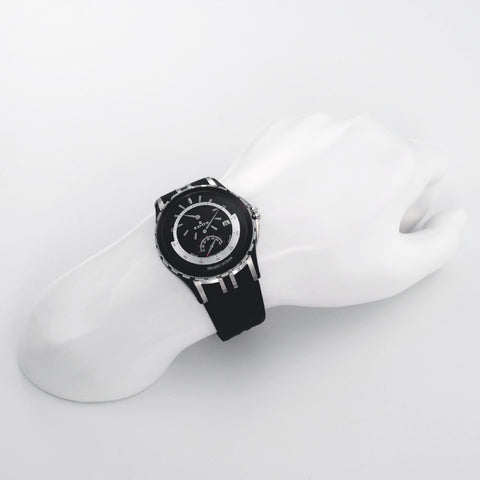 77002357NNIN Grand Ocean 2-Year Warranty Black Silver Stainless Steel Water Resistant Elegant Design