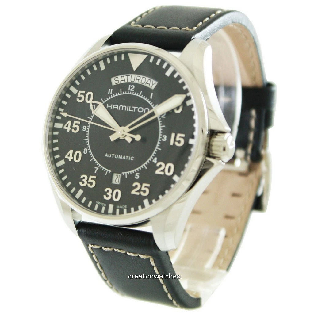 Hamilton H64615735 Watch - Khaki Aviation Pilot Day Date Auto (Image 4)