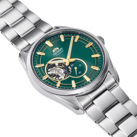 Orient Men's Contemporary Semi-Skeleton Automatic Watch with Metal Band RN-AR0008E