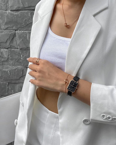 DANIEL WELLINGTON Quadro DW00100450 Rose Gold Square Watch