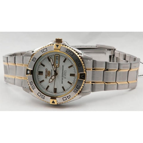 Seiko 5 Sports Automatic Men's Watch SNZB24J1 - White Dial Stainless Steel, Self-Winding, WR 100M