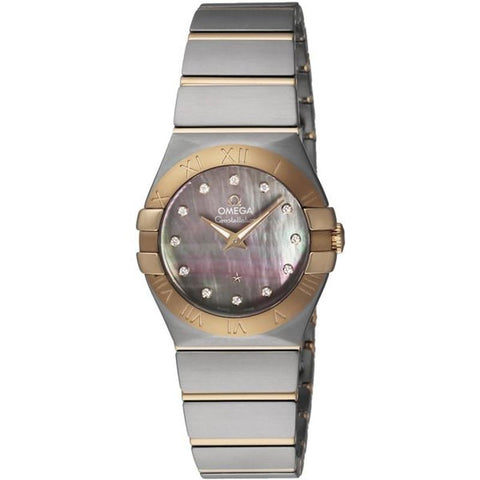 Omega Constellation Quartz Ladies' Watch with Metal Bracelet, Parallel Import, 5-Year Warranty, Model Number: 123.20.27.60.57.007