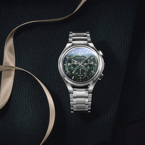 BULOVA 96A297 Elegant Curved Design Stainless Steel Case Sapphire Crystal Water Resistant