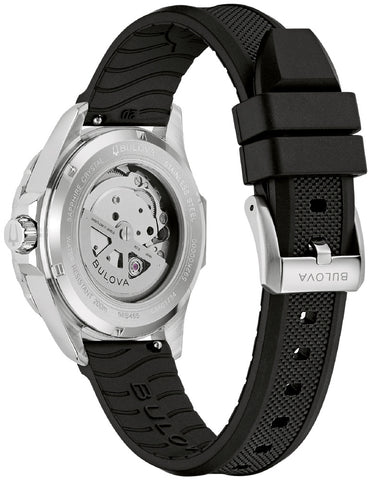 98B465 Bulova Marine Star Automatic Watch Stainless Steel Case Water Resistant Date Display Elegant Design