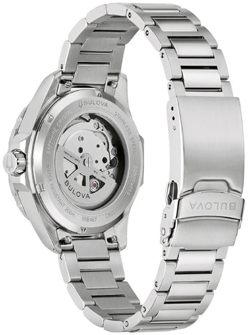 98B467 BULOVA Marine Star Automatic Watch Water Resistant Stainless Steel Chronograph Elegant Design