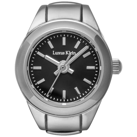 AK013SSBK Stylish Ring Watch AK Series 1-Year Warranty Silver Black Elegant Design Durable Build